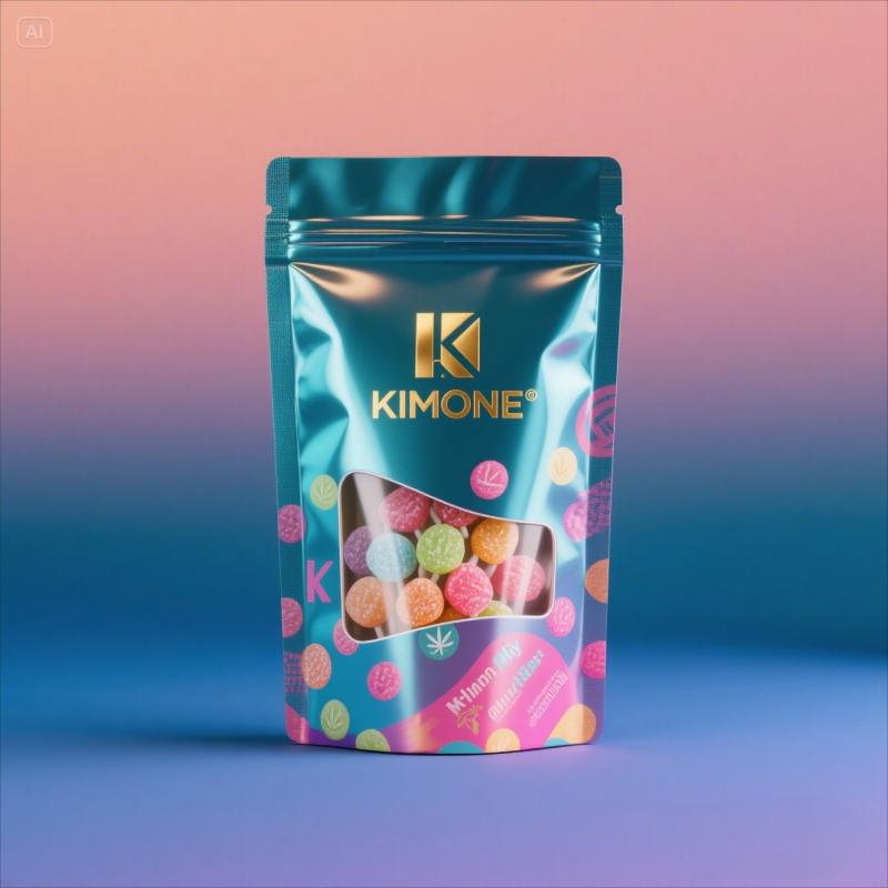 white cbd gummies mylar bag with transparent window