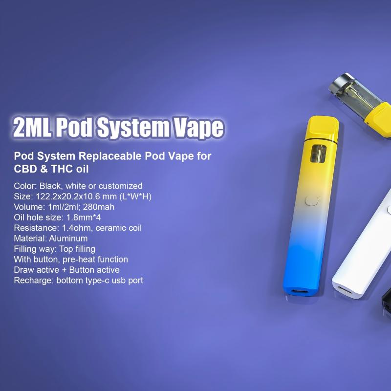 2025 USA Stock 1ml 2ml Disposable CBD Pod Cartridge & CBD battery kit