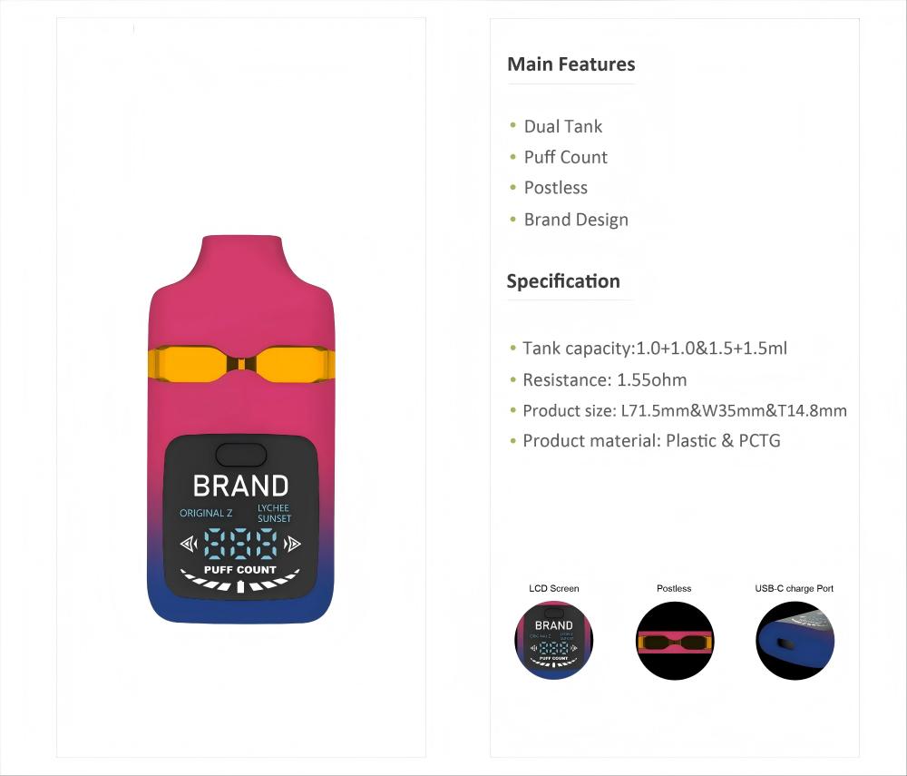 Double flavors postless cbd vape pen