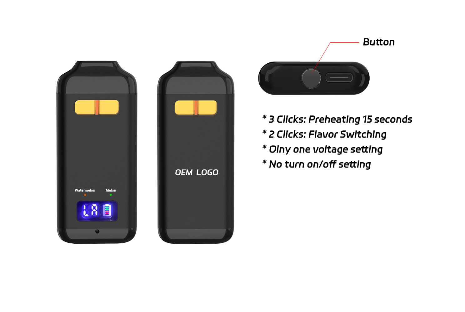 China factory two oil tanks 2ml postless CBD vape